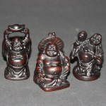 Lachende Boeddha, polystone, zwart 5cm (3stuks) (62)